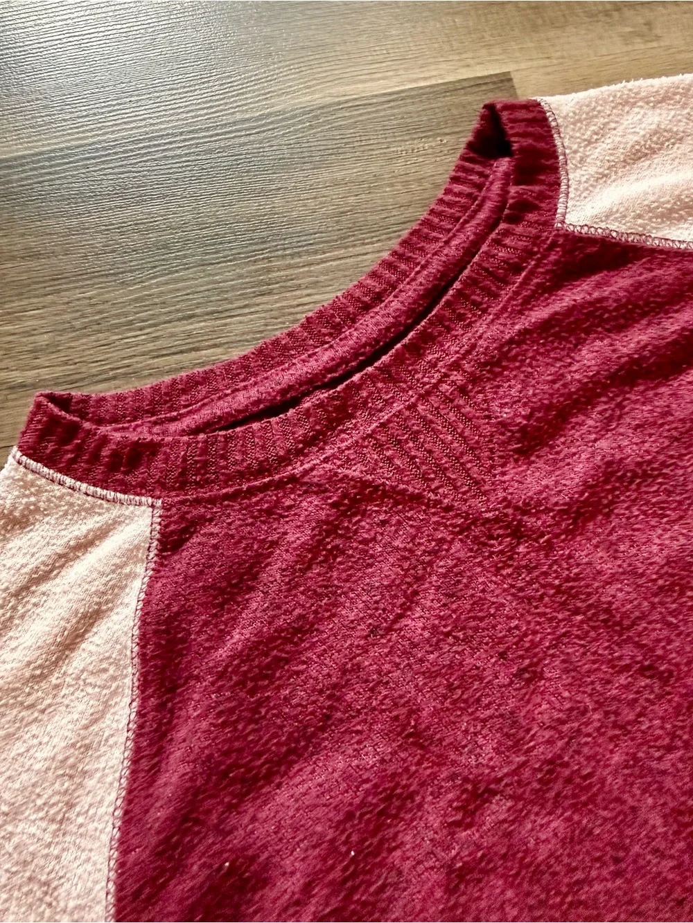 Old Navy Maroon and Cream Raglan Sweater Dress